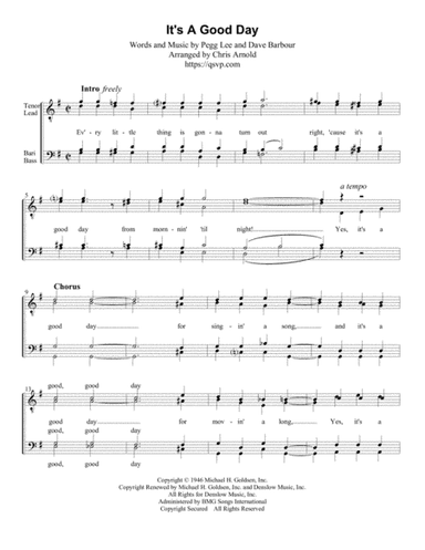 It's A Good Day (arr. Chris Arnold)