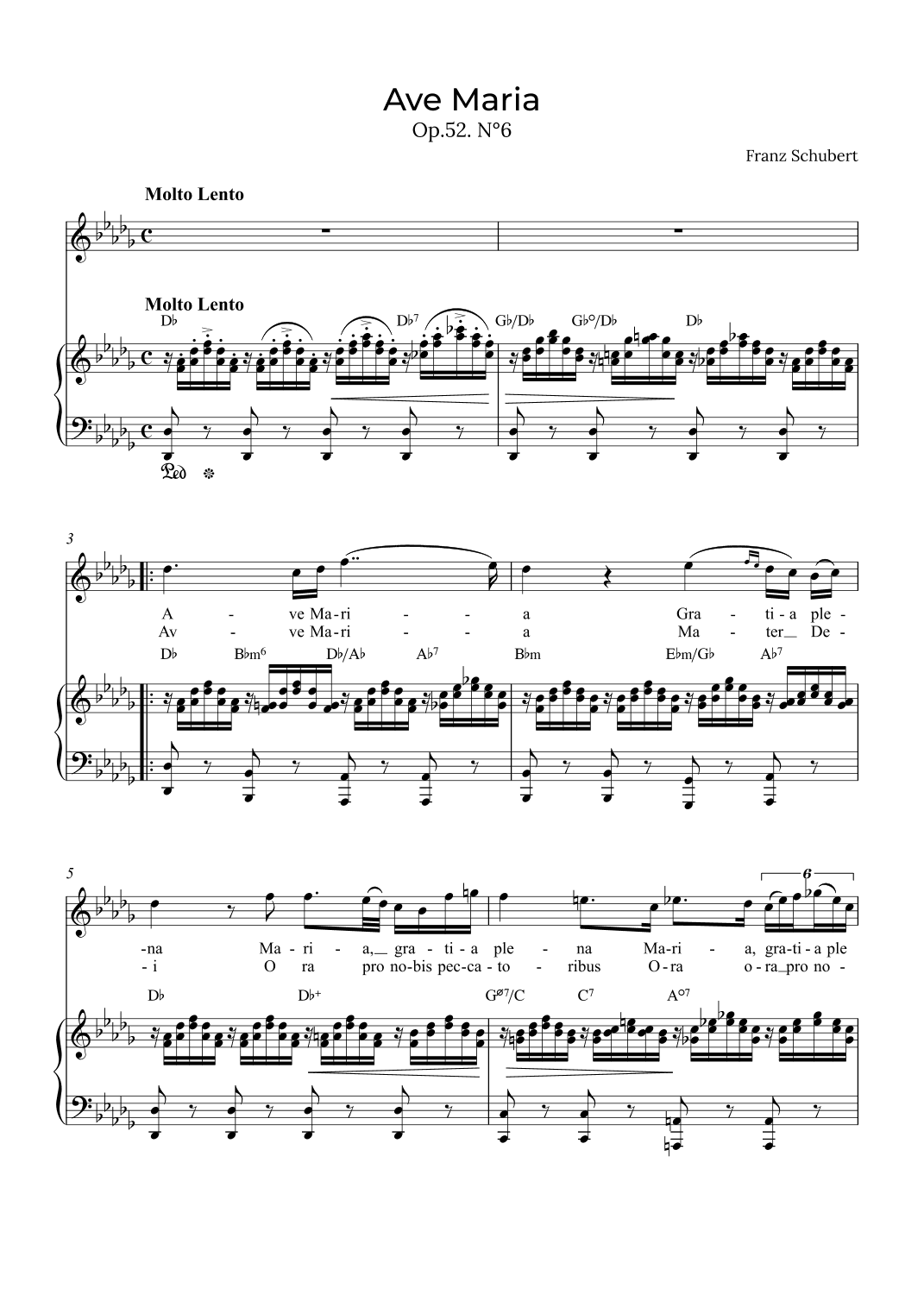 Ave Maria Schubert - Soprano with chords in Db (arr. Alex Nunes Rodrigues)