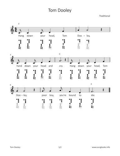 Tom Dooley (arr. songbooks.info)