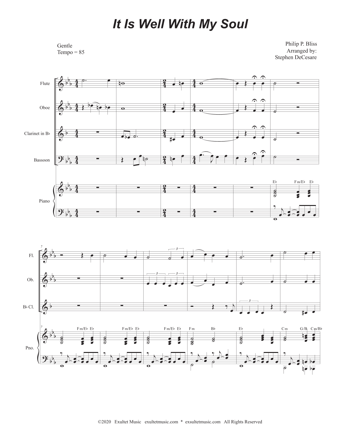 It Is Well With My Soul (Woodwind Quartet and Piano) (arr. Stephen DeCesare)