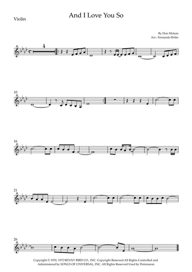 And I Love You So (arr. Fernando Britto)