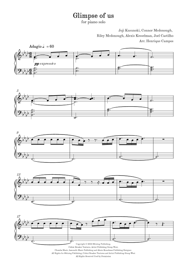 Glimpse Of Us (arr. Henrique Campos)