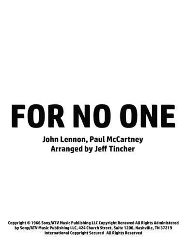For No One (arr. Jeff Tincher)