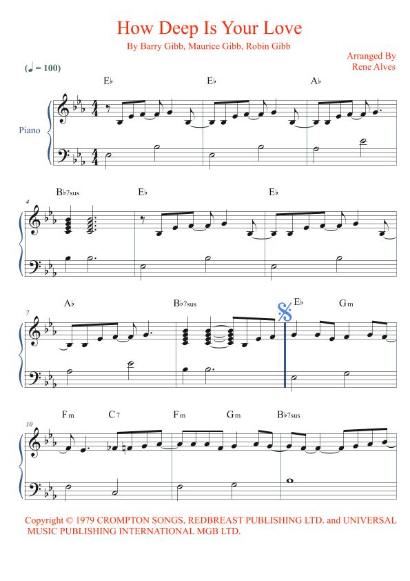 How Deep Is Your Love (arr. Rene Alves)