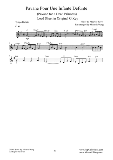 Pavane Pour Une Infante Defunte (Pavanne for a Dead Princess) - Violin Solo in G Key (With Chords) (arr. Miranda Wong)