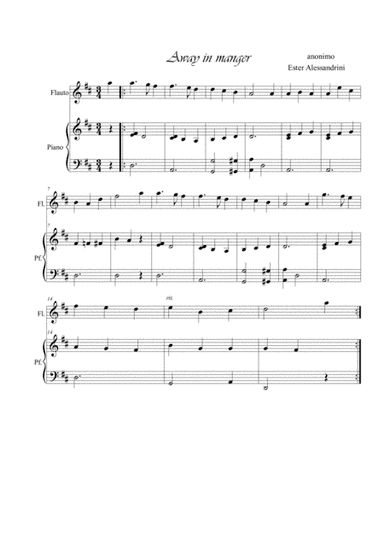 Away in a manger. Flute and piano (arr. Ester Alessandrini)