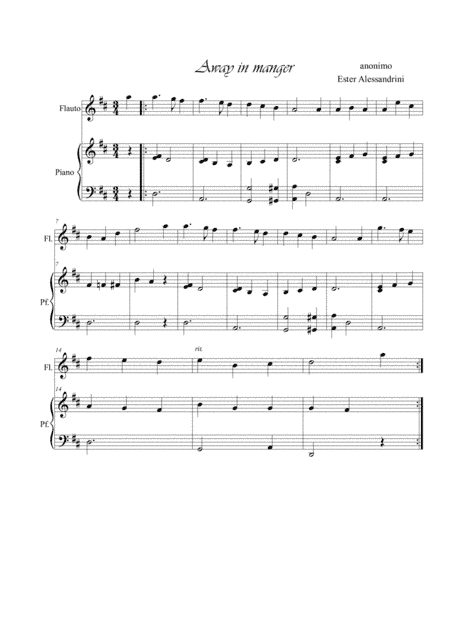 Away in a manger. Flute and piano (arr. Ester Alessandrini)