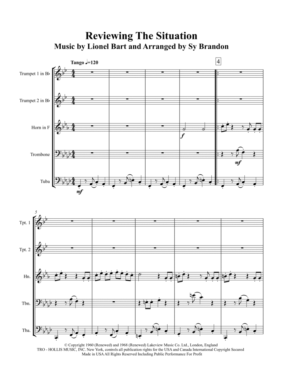 Reviewing The Situation (arr. Sy Brandon)