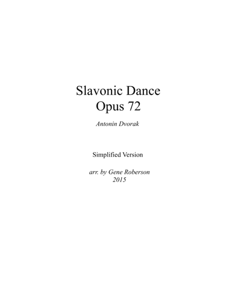 Slavonic Dance in E minor  Opus 72  SIMPLIFIED VERSION (arr. Gene Roberson)