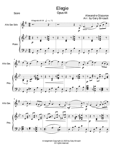 Elegie - Opus 44 (arr. Gary Bricault)
