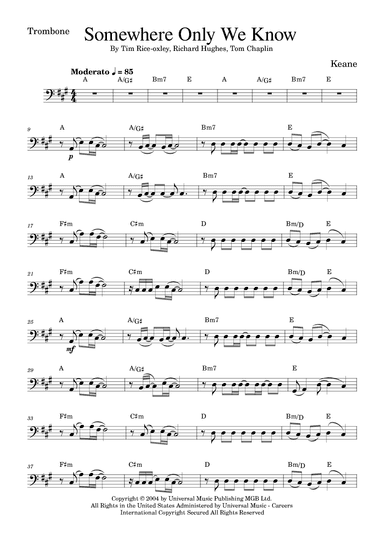 Somewhere Only We Know (arr. Golden Skull Editions)