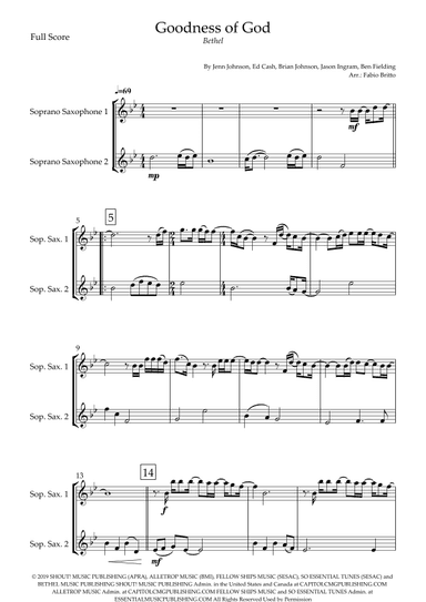 Goodness Of God (arr. Fabio Britto)