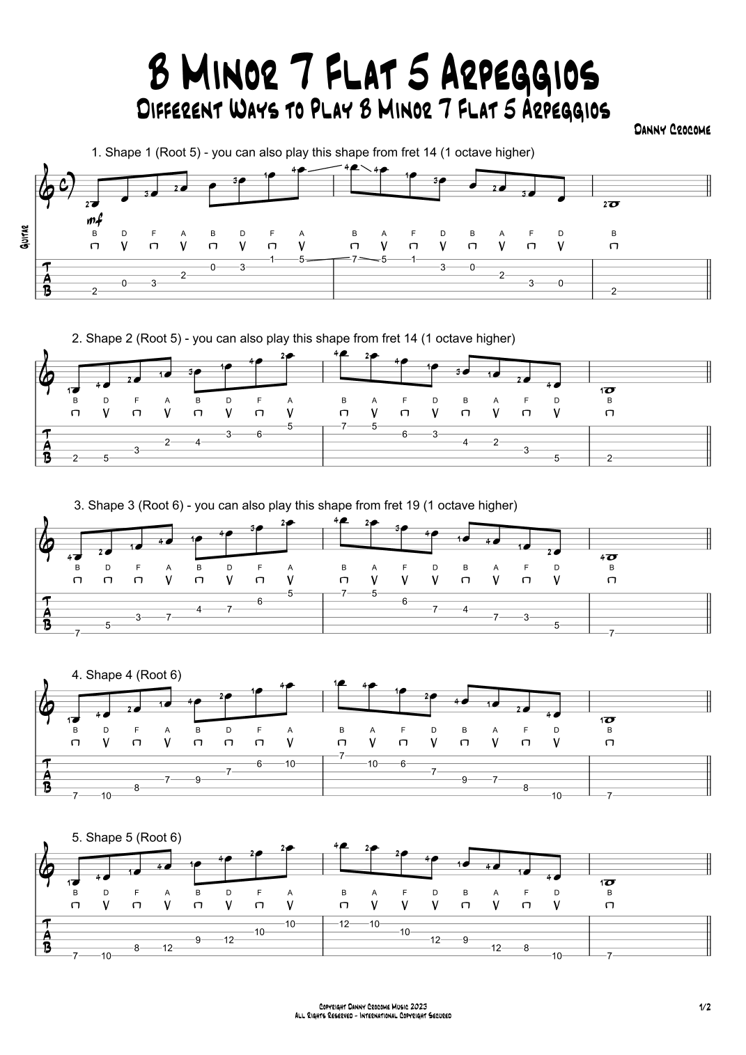 B Minor 7 Flat 5 Arpeggios (5 Ways to Play)