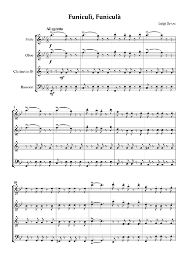 Funiculì, Funiculà - For Woodwind Quartet (arr. Karen Gueiros)