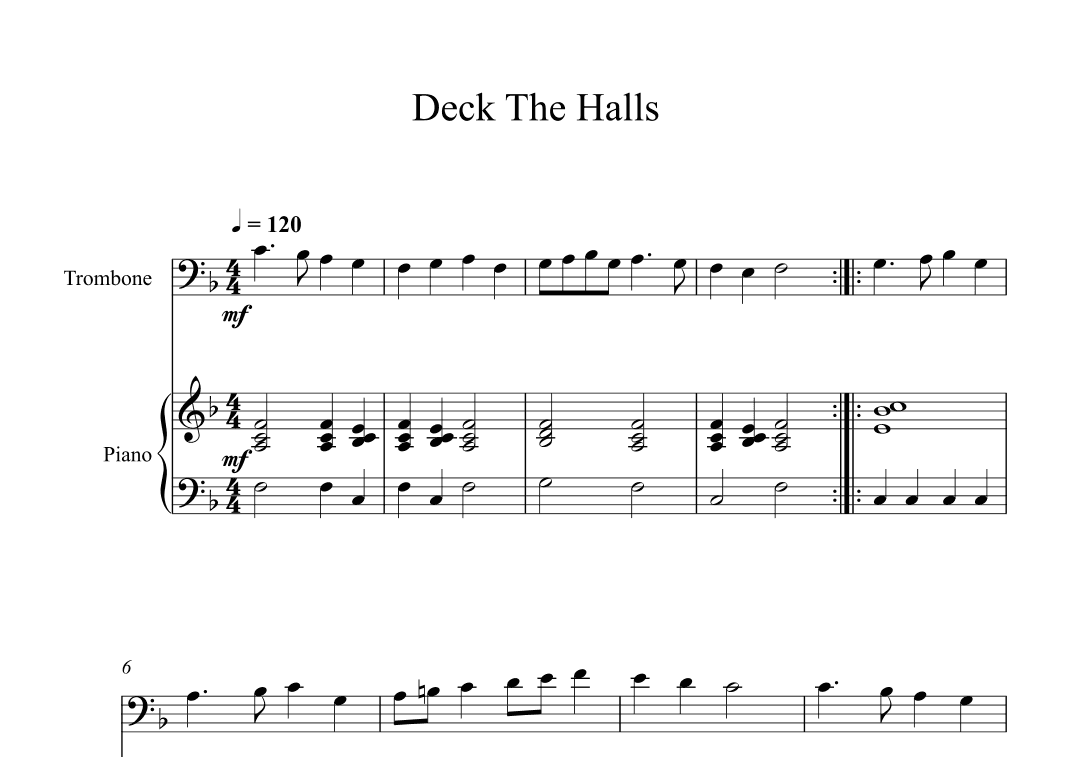 Deck The Halls (Trombone + Piano) (arr. Digital Book Music)