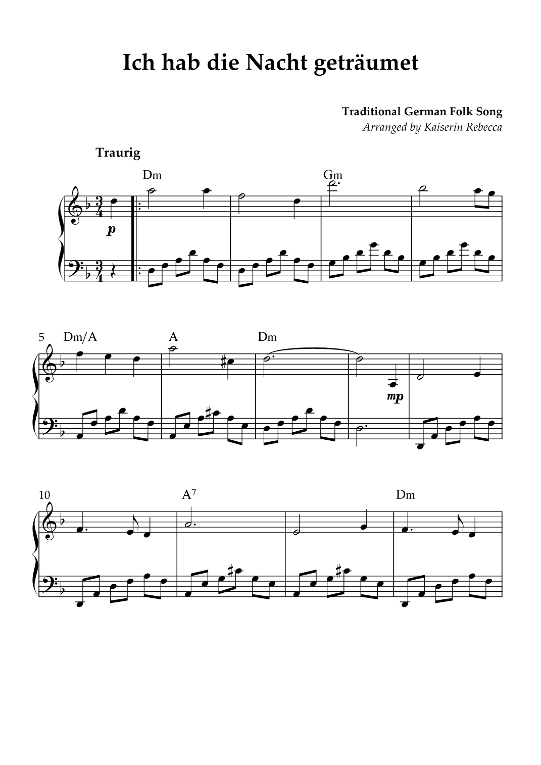 Ich hab die Nacht geträumet (arr. Kaiserin Rebecca)