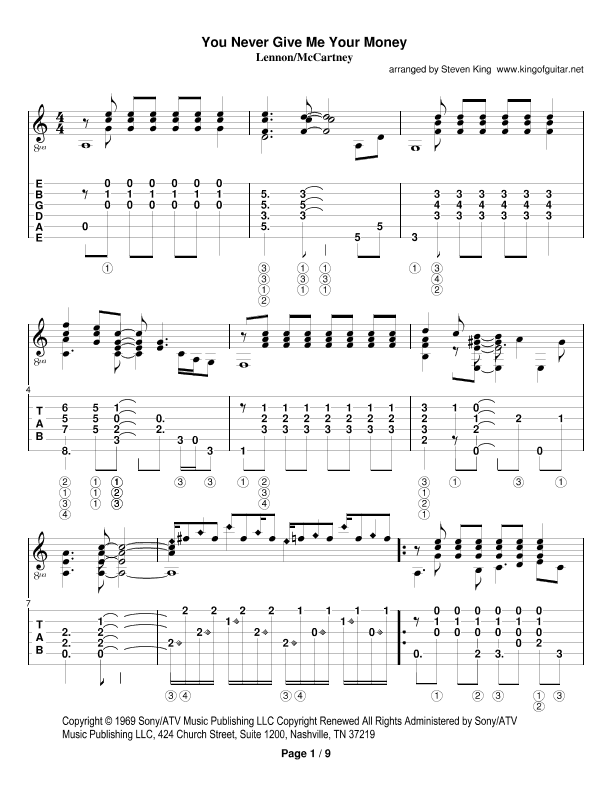 You Never Give Me Your Money (arr. Steven King)