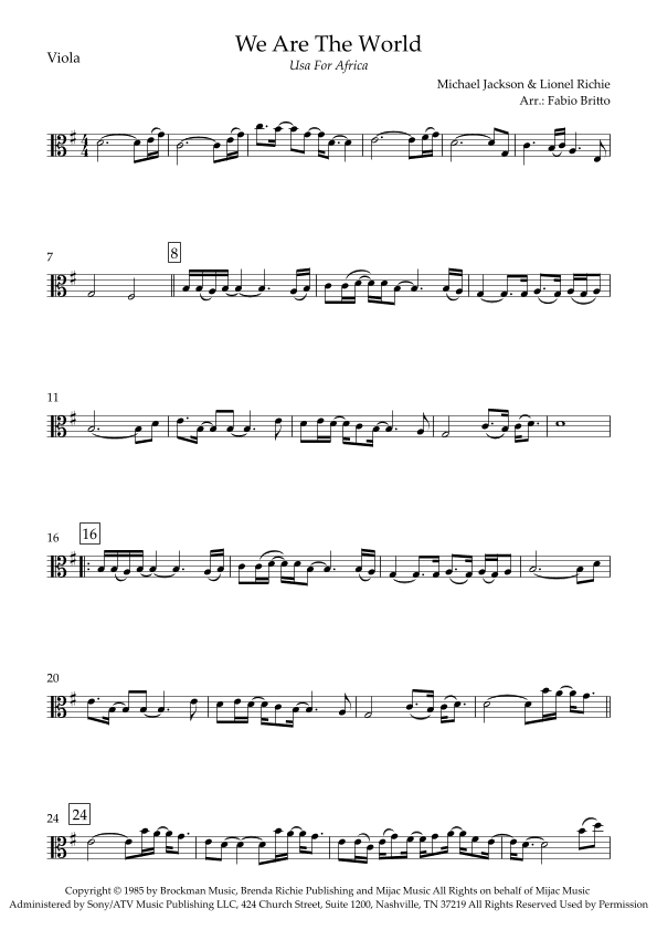We Are The World (arr. Fabio Britto)