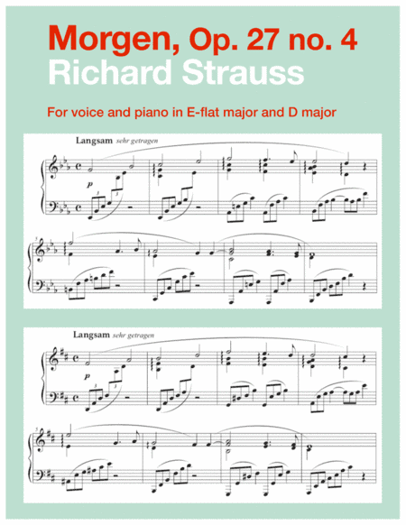 Morgen, Op. 27 no. 4 (in 2 low keys: E-flat, D major) (arr. Art Song Transpositions)