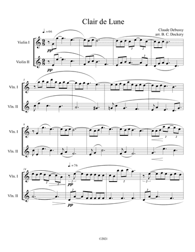 Clair de Lune (Violin Duet) (arr. B. C. Dockery)