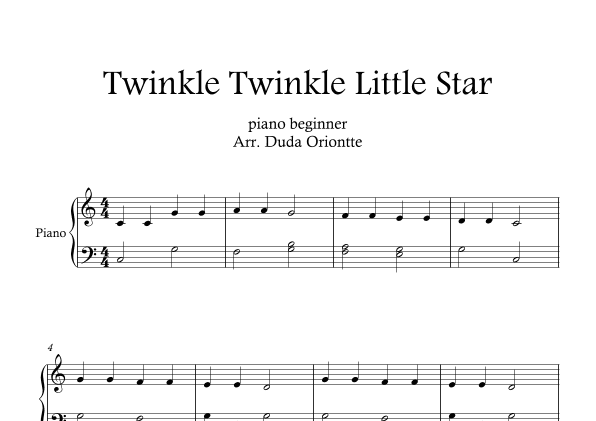 Twikle Twikle Little Star (Piano Easy) (arr. Duda Oriontte)