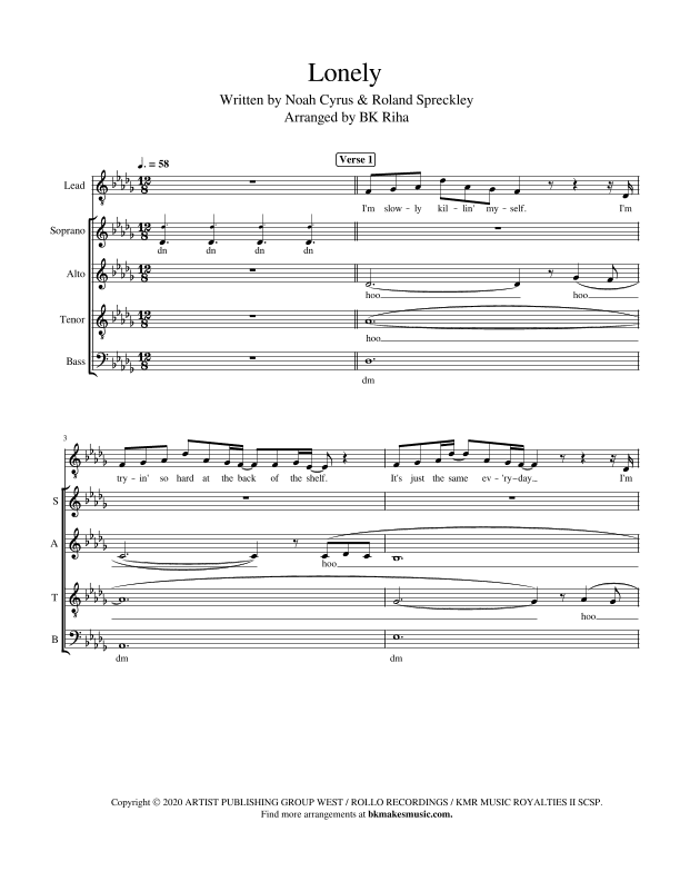 Lonely (arr. BK Riha / Brandy Kay Riha)