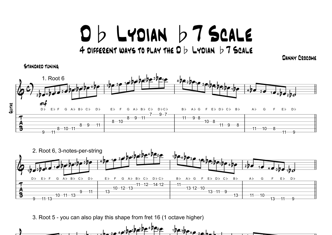 Db Lydian b7 Scale (4 Ways to Play)