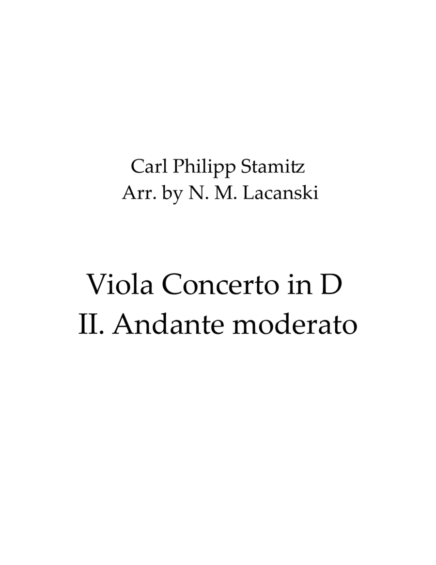 Viola Concerto in D II. Andante moderato (arr. Nick Lacanski)