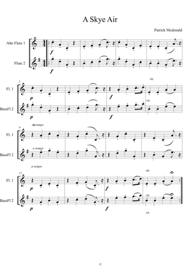 A Skye Air for flute quartet - ALTO AND BASS FLUTE PARTS (arr. Karen E McAulay)