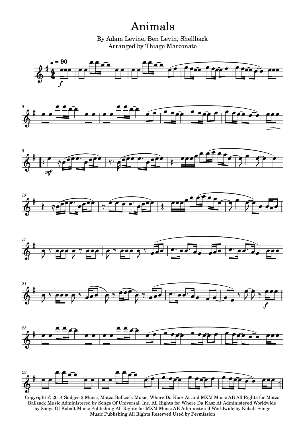 Animals (arr. Thiago Marconato)