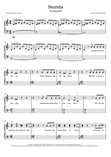 Secrets (arr. Dennis Cheng)