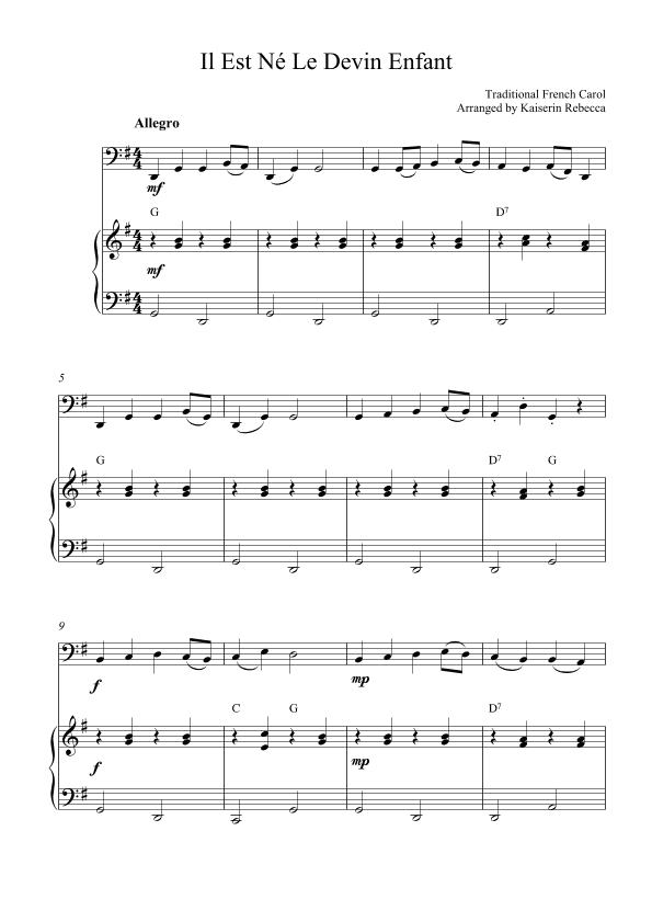 Il Est Né Le Devin Enfant (arr. Kaiserin Rebecca)