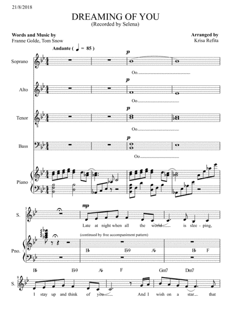 Dreaming Of You (arr. Krisa Refita)