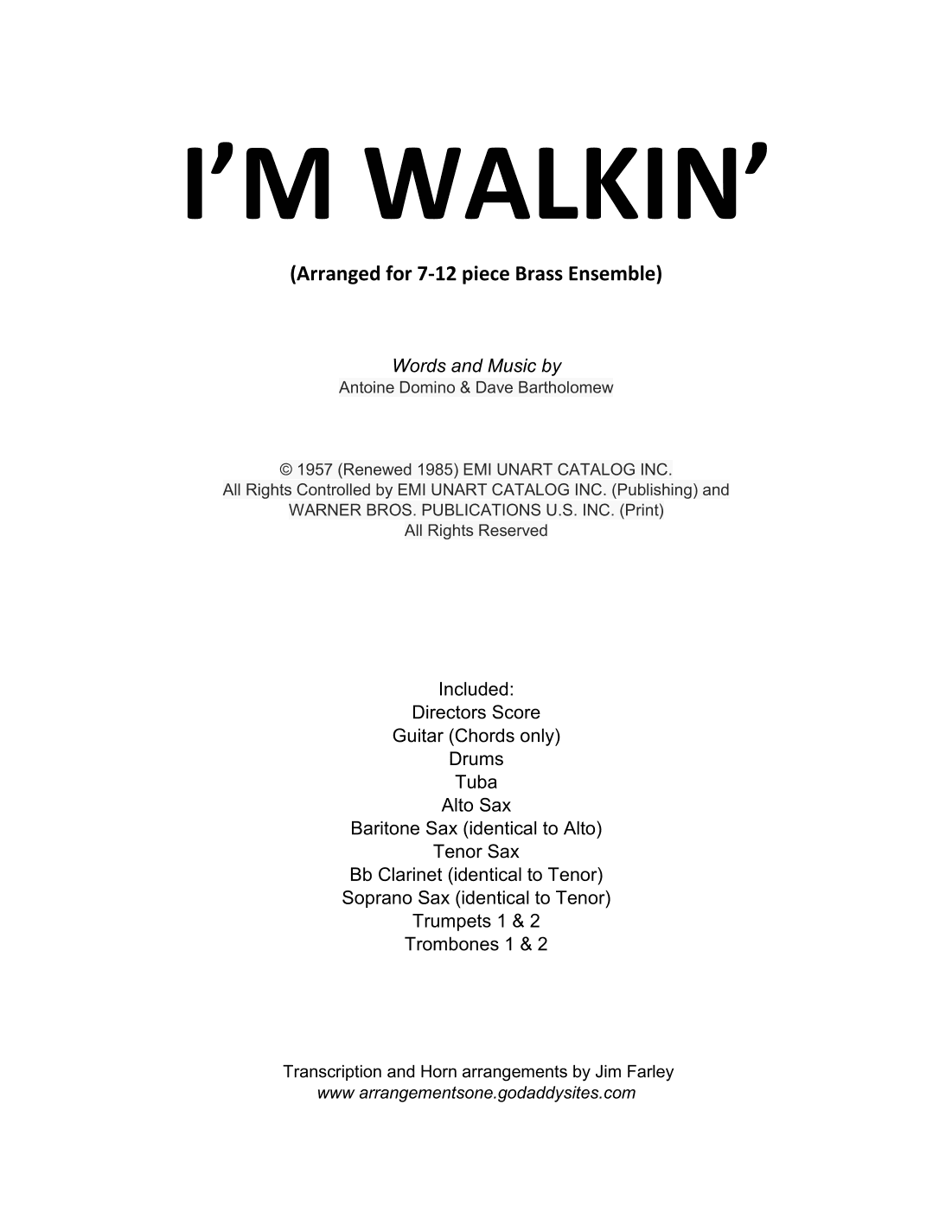 I'm Walkin' (arr. Jim Farley)