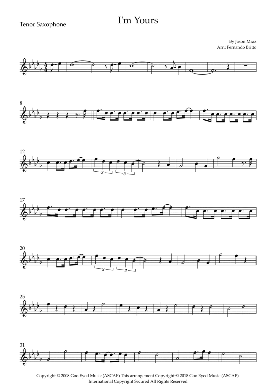 I'm Yours (arr. Fernando Britto)