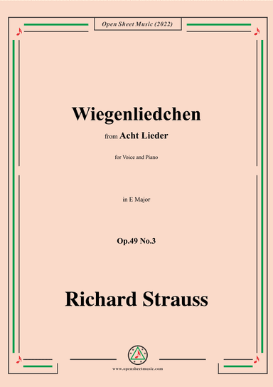 Richard Strauss-Wiegenliedchen,in E Major (arr. OSM Press)