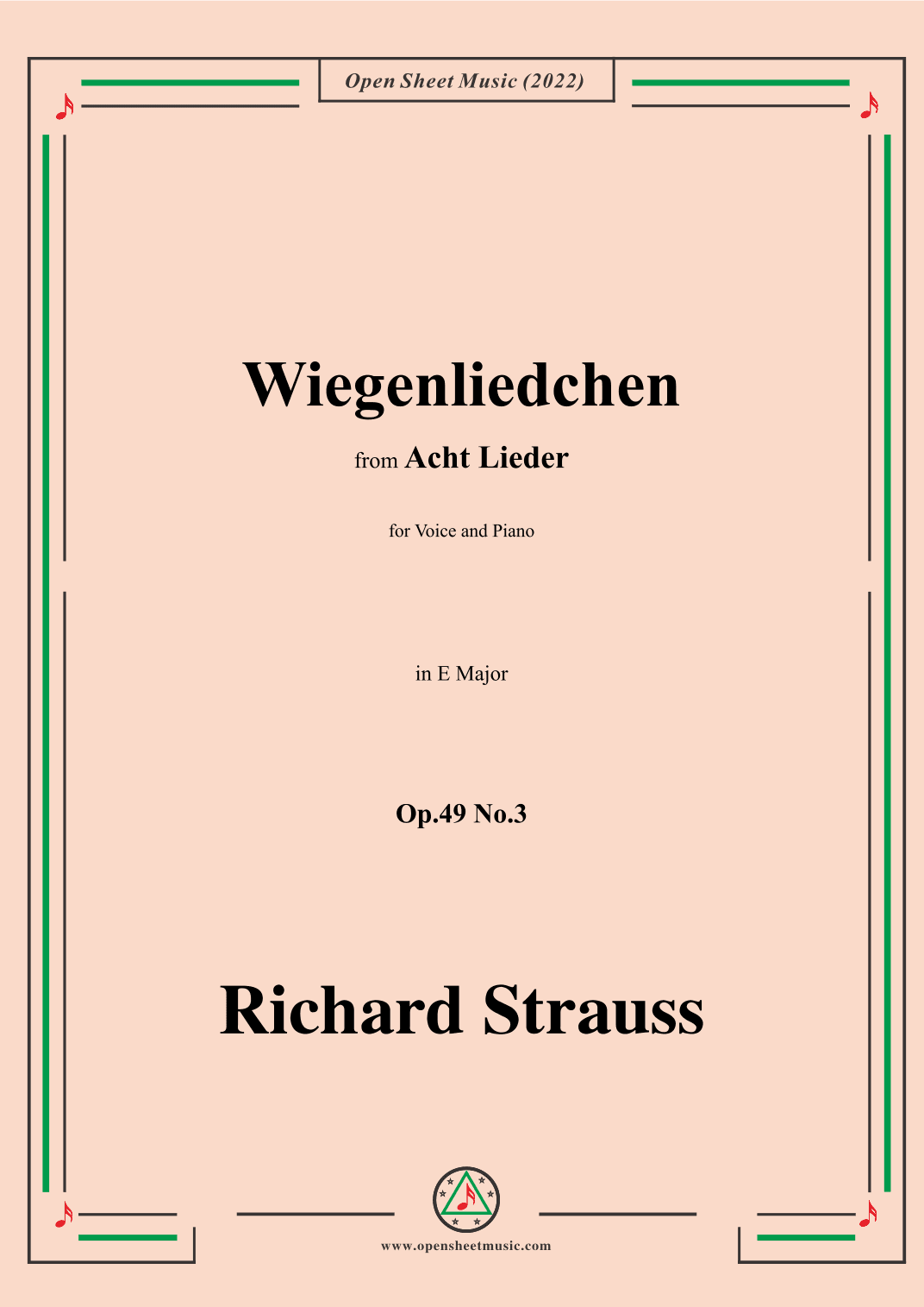 Richard Strauss-Wiegenliedchen,in E Major (arr. OSM Press)