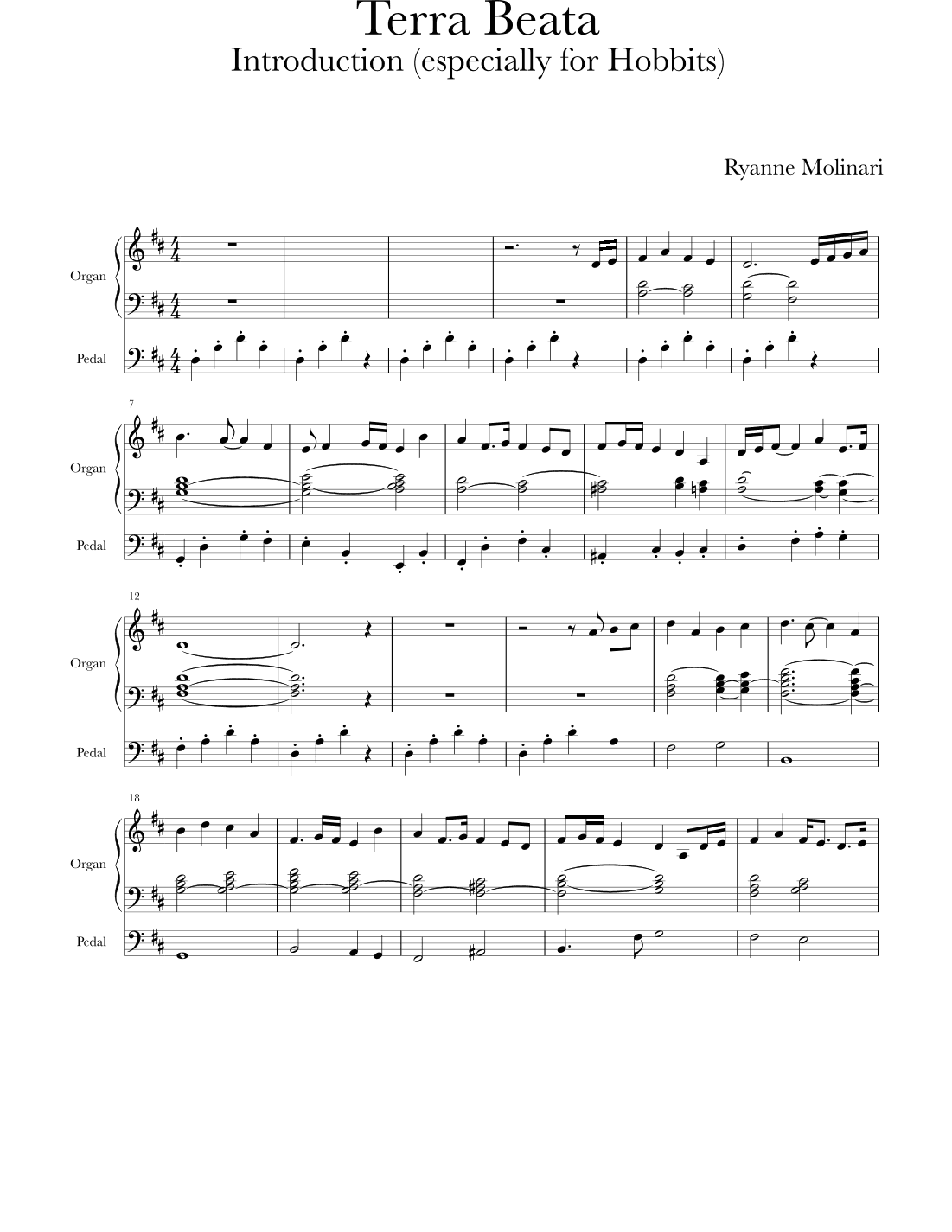 Terra Beata Introduction - Hobbit Version (arr. Ryanne Molinari)