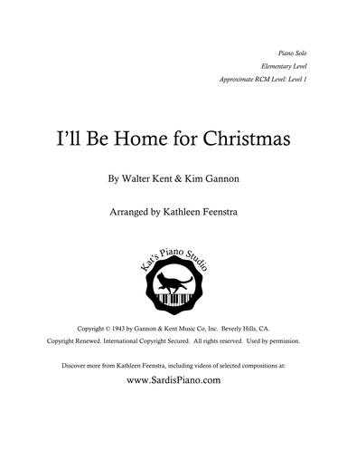 I'll Be Home For Christmas (arr. Kathleen R Feenstra)