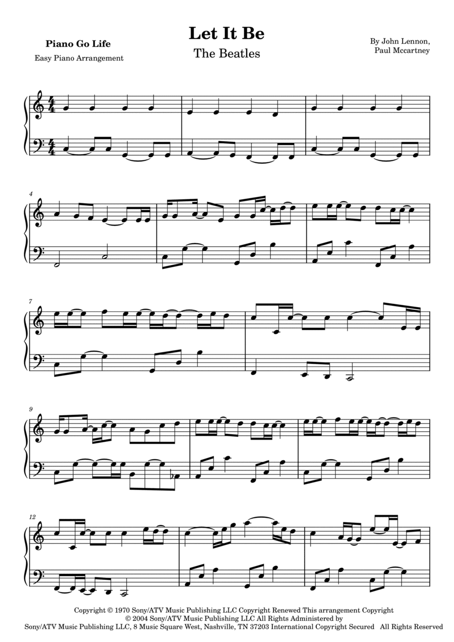 Let It Be (arr. Piano Go Life)