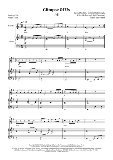Glimpse Of Us (arr. Valdir Maia)