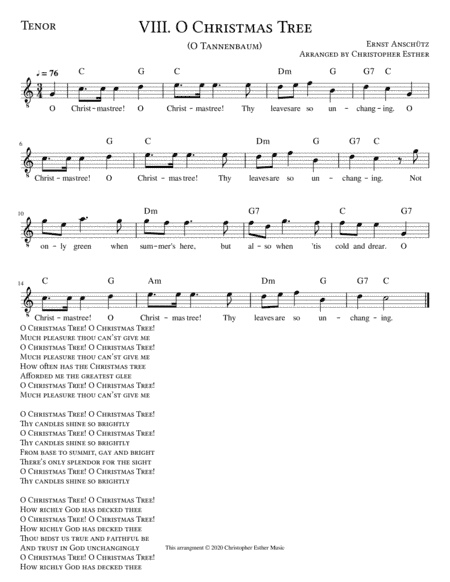 O Christmas Tree for Tenor Voice (arr. Christopher Esther)
