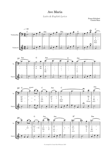 Ave Maria - Violin and Cello duet (arr. Connie Boss)