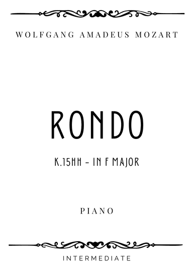 Mozart - Rondo in F Major K 15hh - Intermediate (arr. Piacere Music Sheets)