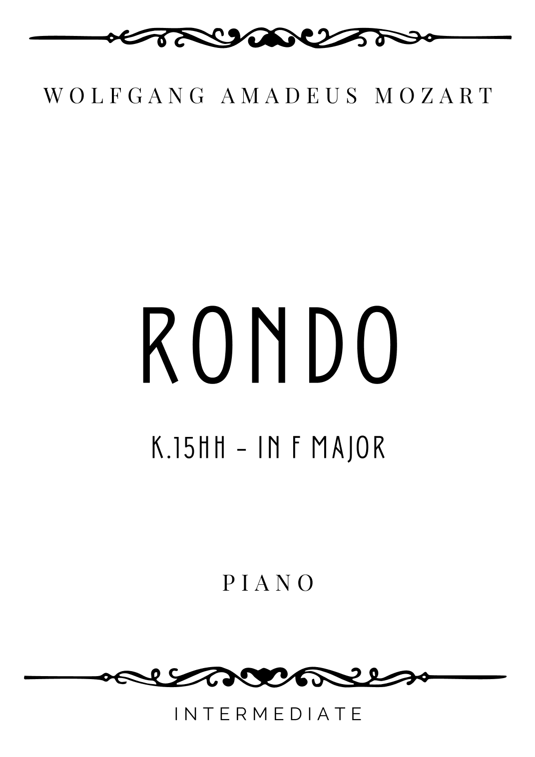 Mozart - Rondo in F Major K 15hh - Intermediate (arr. Piacere Music Sheets)