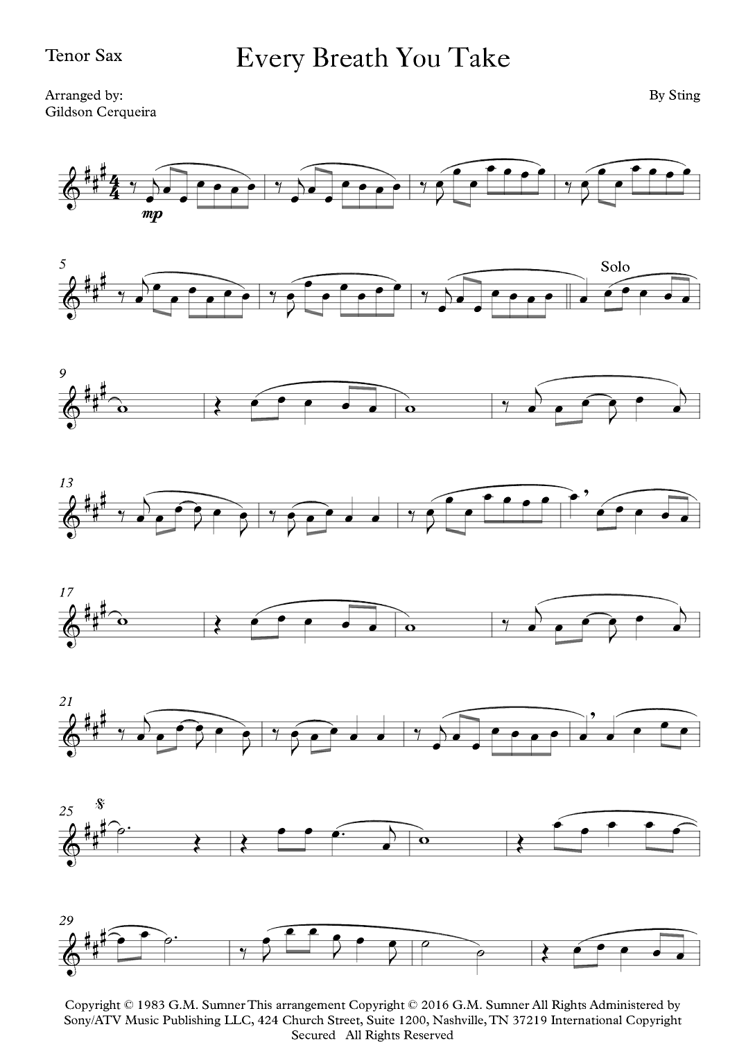 Every Breath You Take (arr. Gildson Cerqueira)