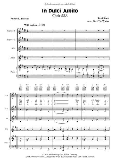 In Dulci Jubilo (arr. Gert Th. Walter)