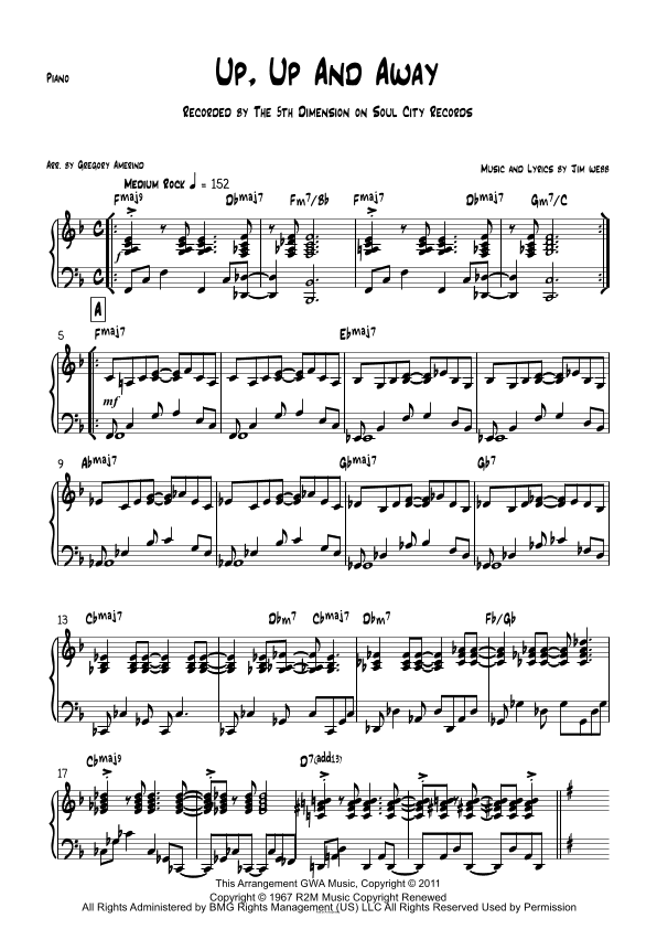 Up, Up And Away (arr. Gregory Amerind)