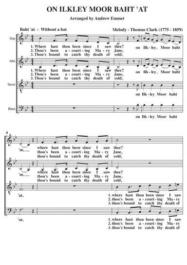 On Ilkley Moor Baht 'at A Cappella SATB (arr. Andrew Emmet)