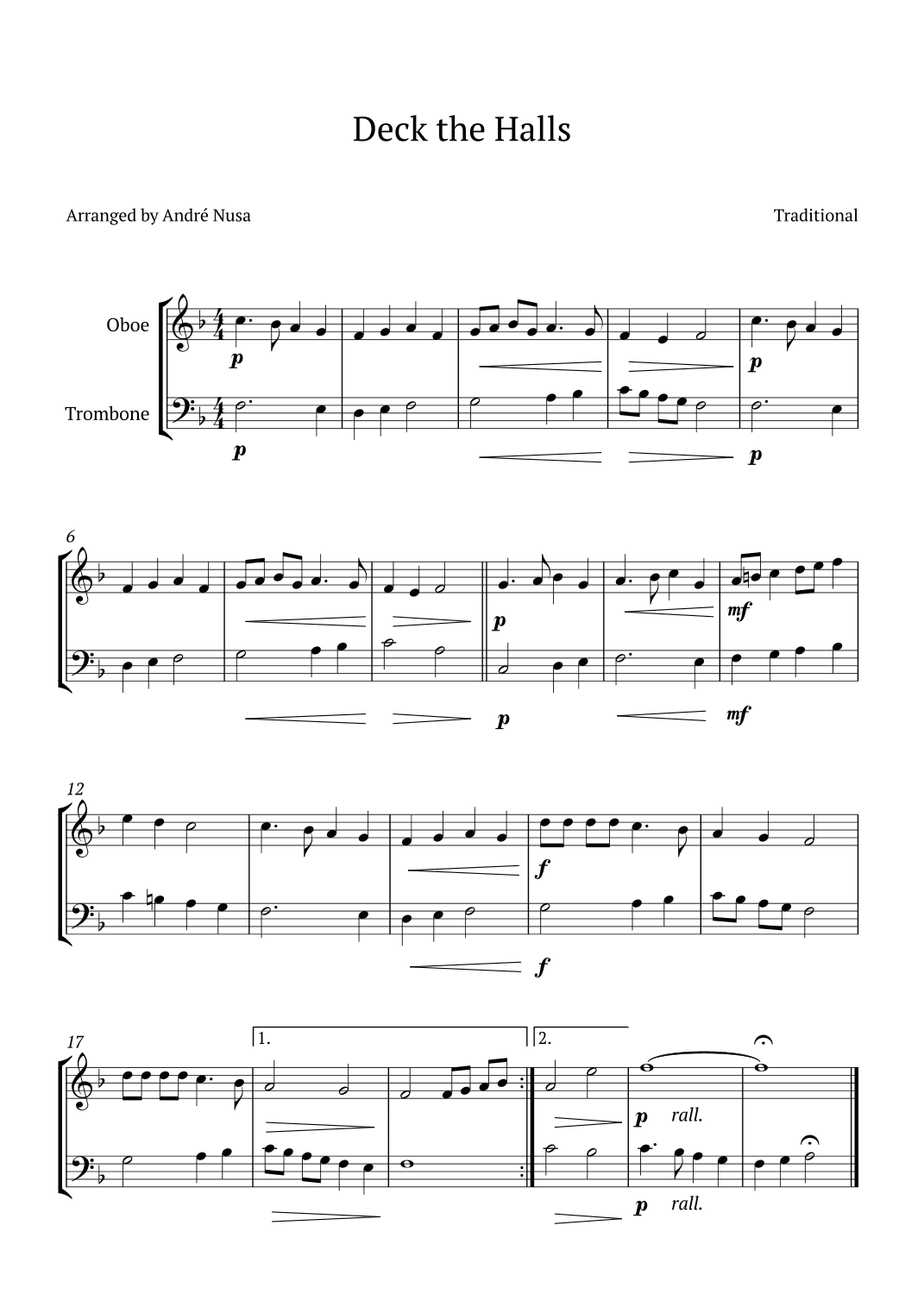 Deck the Halls (arr. André Nusa)